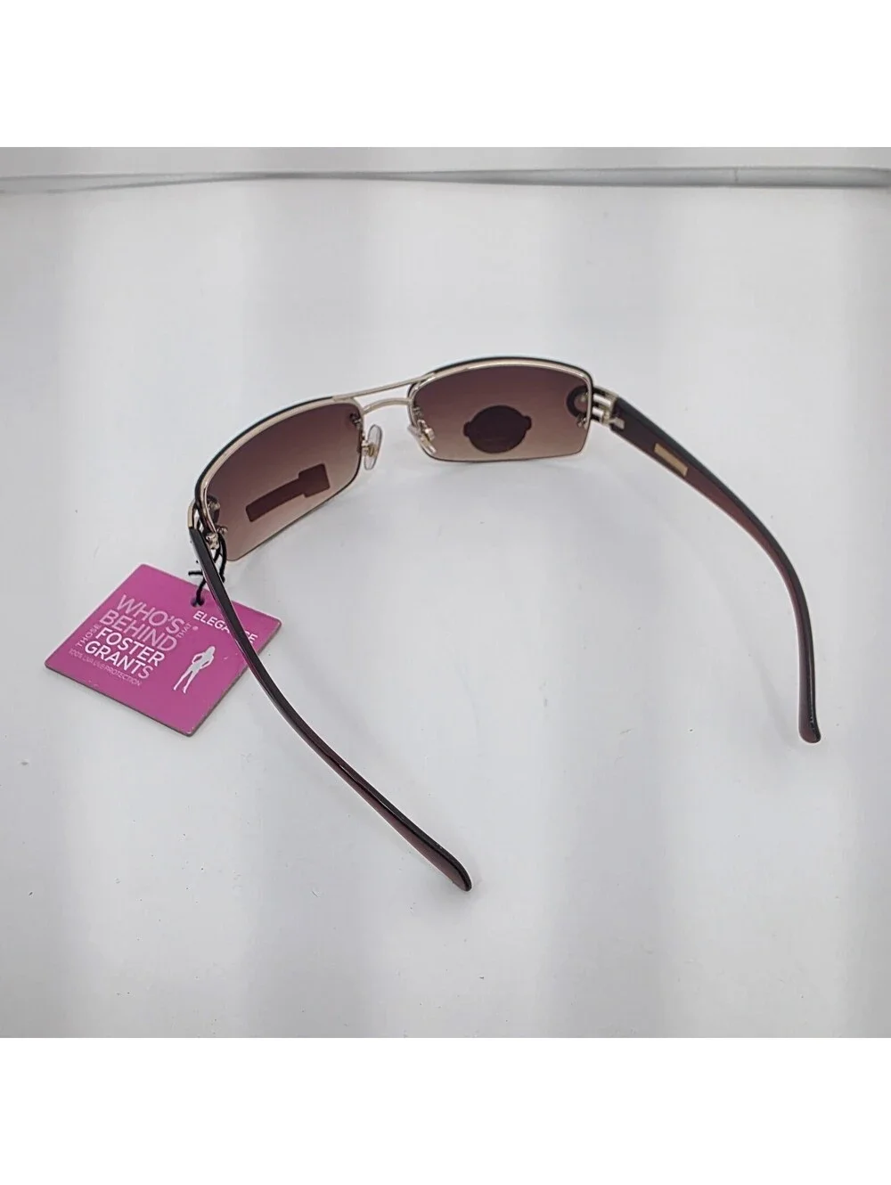 Y2K Sunglasses Foster Grant Elegance Rimless Brown Gradient Tint 2000s Deadstock